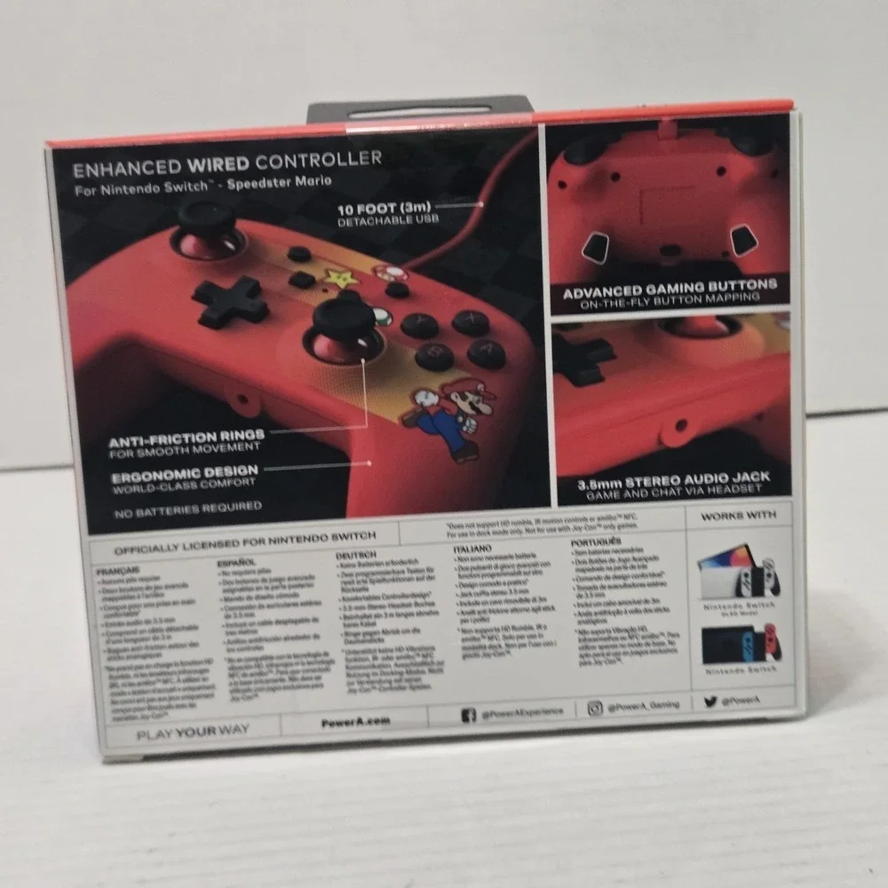 New‎ Nintendo Switch Super Mario Speedster PowerA Enhanced Wired Controller Red